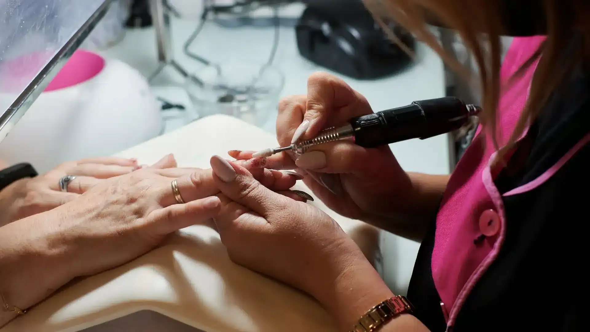 Person practicing manicure